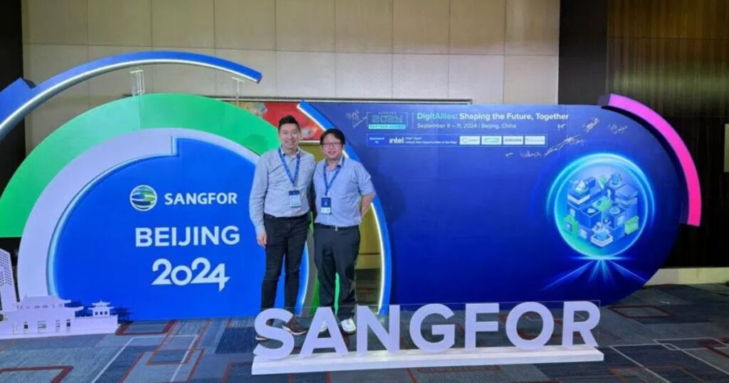 Callnet directors at the Sangfor event in Beijing, 2024. Our team works closely with Sangfor and other leading technology partners to match each client with the right infrastructure, security, backup, and disaster recovery solution.
