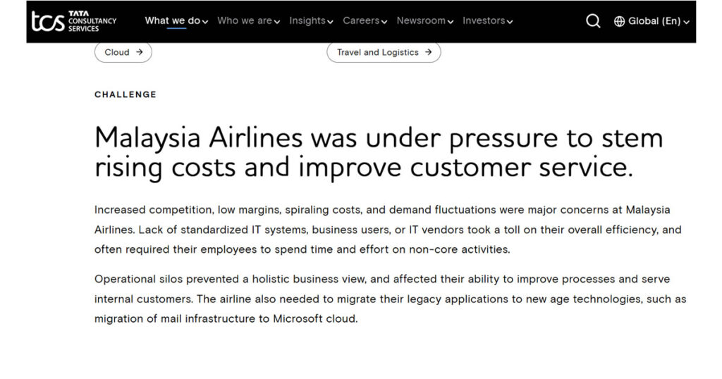 TCS Case Study: Malaysia Airlines transforms IT services

